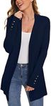 ROW 8 ROW Cardigan for Women Dressy Casual Long Sleeve Open Front Knit Cardigan Sweaters, Navy, Large