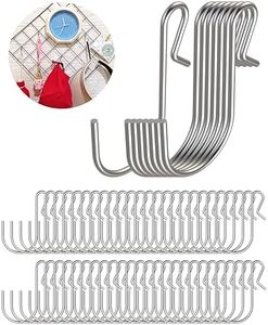 NACETURE 50 Pack Small Metal S Hooks Stainless Steel Wire Hooks - S Shape Hangers Mini S Hooks for Hanging, Fish Shaped Wall Hooks for Hanging Jewelry, Kitchenware, Clothes