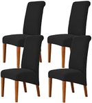 Deisy Dee Stretch XL/Oversized Soft Spandex Extra Large Dining Room Chair Covers for Kitchen Dining，Removable Washable Chair Protectors Slipcovers (Black, 4)