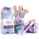 DUAIU Makeup Brushes 15pcs Premium Synthetic Bristles Crystal Handle Set Kabuki Foundation Brush Face Lip Eye Makeup Brush Sets Professional with Starry Gift Box (Pink)