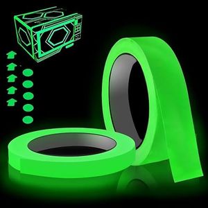 EZONEDEAL Reflective Tape, Glow Tape Glow in The Dark Tape Waterproof Luminous Fluorescent Tape Night Self-Adhesive Safety Sticker Warning Security Decoration (2Pcs (10mm x 3m))