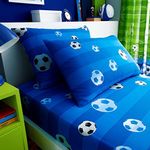 Gaveno Cavailia Goal Blue Kids Children Design Luxurious Fitted Bed Sheet with Pillowcase (Single Matching Fitted Sheet)