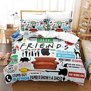 PTNQAZ Juego de ropa de cama de amigos 3D, juego de fundas de edredón con fundas de almohada, ropa de cama, ropa de cama (King, 1)