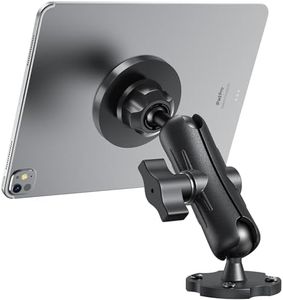 Upgraded 20x N52 Magnetic Aluminum Tablet Mount for Truck, Keuvirya Heavy Duty Drill Base iPad Holder for Semi Truck Car Dashboard Wall, Fits 4.7-13" iPad Pro Mini Phones, Compatible with RAM 1" Ball
