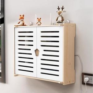 PUIOTEAI Router Rack, Caja Ocultar Router WiFi, Caja Router, Caja Router Pared, Soporte Router Pared, para TV, Router, Cable, Organizador de Cables, Caja de Almacenamiento