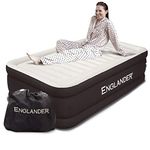 Englander Twin Air Mattress with Built in Pump Raised - Double High, 300 LB Weight Capacity - Luxury Size Camping Mattress - Blow Up Floor Bed for Home - Microfiber, Waterproof Airbed with Patch Kit
