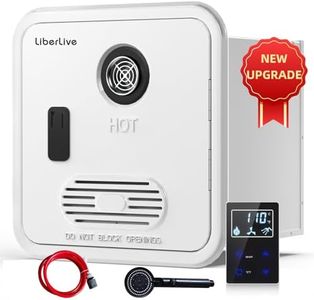 RV Tankless Water Heater, 55000 BTUs RV Instant Hot Water Heater with Showerhead Kit, 3.9 GPM Propane Gas RV Water Heater with 16 x 16 inch Door and Remote Controller, DC 12V, CSA Certificated, White
