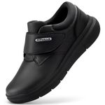 FitVille Men's Diabetic Shoes Leather Extra Wide Walking Shoes for Edema Hook and Loop Recovery Oxford Shoes for Swollen Feet