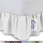 Ruffled Bed Skirt (King, White) 21 inch Drop Bedskirt with Platform, Wrinkle and Fade Resistant - by Harmony Lane (Available in All Bed Sizes and 16 Colors)