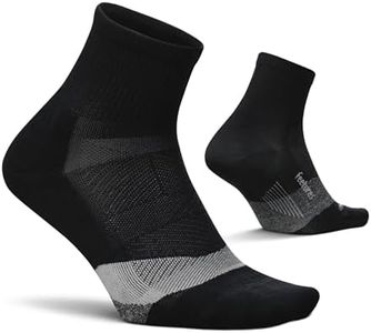 Feetures Elite Light Cushion Quarter Solid - Sport Sock with Targeted Compression - New Black, L (1 Pair)