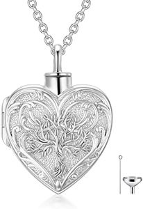 SOULMEET White Gold Filled Tree of Life Cremation Necklace for Ashes, Female's 20'' Adjustable Chain, Heart Branches Urn Pendant