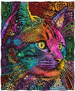 Dawhud Direct Colorful Cat Fleece Blanket for Bed, 50" x 60" Dean Russo 9 Cat Fleece Throw Blanket for Women, Men and Kids - Super Soft Plush Cat Blanket Throw Plush Blanket for Cat Lovers