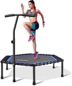 Newan Trampoline, 48" Mini Trampoline with Adjustable Handrail, Fitness Rebounder Trampoline Indoor for Adults, Silent and Safe Bungee Rope System - Max Limit 330 lbs