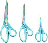 HIGHROCK Premium Tailor Scissors Titanium Soft Grip Sewing Scissors Set for Fabric Leather Dressmaking Crafting household sewing scissors set(1 Set of 3) (Blue)