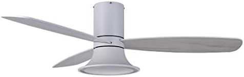 Lucci Air Flusso 52" Flush Mount DC Indoor/Outdoor Ceiling Fan with Light and Remote, Damp Rated, Low Profile Modern White Ceiling Fan