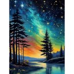 Starry Sky Paint by Numbers for Adults-Landscape Canvas Oil Painting Kit for Adults,DIY Craft Art Painting Kit Acrylic Pigment Drawing Paintwork for Gift Home Wall Decor 12x16inch (Without Frame)