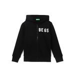 UNITED COLORS OF BENETTON Boy's Regular Fit Hooded Neck Printed Sweatshirt (Size: 12-13 Years)-23A3J68C206RG100 Black