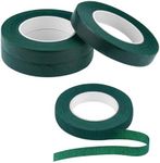 Harniruco 3 Rolls Floral Tape 1/2inch Dark Green Floral Tape for Bouquet Stems Wrap Floral Arranging Craft Projects Corsages, Wedding Bouquet(30 Yards)