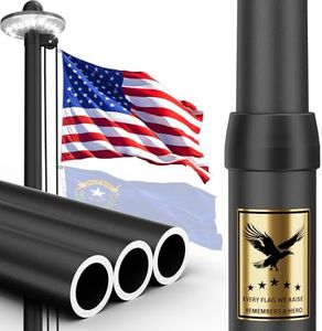 25FT Heavy Duty Flag Pole, 9 Gauge Aluminum Flagpole Kit with Solar Light | 25FT Heavy Duty Flag Pole with Solar Light, Wind Resistant Aluminum Flagpole for Home Yard and Commercial Outdoor Display