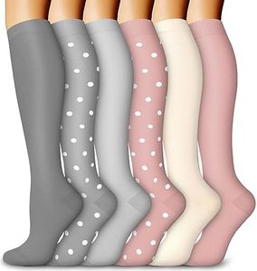 Aoliks 6 Pairs Graduated Compression Socks for Women & Men,15-20 mmHg Knee High Support Socks for Circulation Travel Athletic