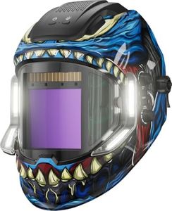 ANDELI Welding Helmet with 4 LED Light, Panoramic Large Viewing Screen 3.94"X3.74" True Color Auto Darkening Welding Helmet, 4 Arc Sensor 4/5-9/9-13 Type-C Charging MONERDB-LED-PRO