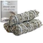 Ancientveda 4 Inch 3 Pack Blue Sage Smudge Sticks with Starter Guide for Yoga | Floral Home Sage | Big Sage Smudge Stick Bundle Sage to Get Rid of Evil Spirits | Sage for Cleansing House Blessing