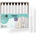 BOLSIUS White Household Candles 7 Inch Dinner Candlesticks - 45 Count Bulk Pack - 6+ Hours Clean Burning - Premium European Quality - Shabbat Candles - No Palm Oil - 0% Animal Fat - Emergency Candles