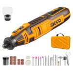 INGCO 8V Cordless Grinder, 5000-28000rpm Variable Speed with 3.2mm Collet, 67Pcs Accessories & Safe Guard - USB-C Charging (Cable Sold Separately)