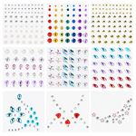 URAQT Face Gems Glitter, 9 Sheets Face Rhinestones Mermaid Jewels Face Stickers Set, Self-adhesive Crystal Rainbow Diamonds Eyes Face Body Temporary Tattoos for Women Makeup, Festival Decorations