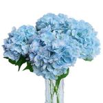 4pcs Real Touch Hydrangea Artificial Flowers, Blue Fake Hydrangea Flowers, 21" Large Natural Lifelike Hydrangea Faux Flower for Home Party Decor Outdoor Wedding Table Centerpieces