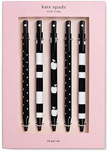 Kate Spade New York Click Pen Set, Black and White Ink Color, Stripe/Dot