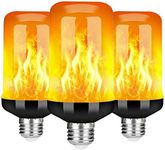 Flame Bulb, E27/E14 LED Flame Flickering Effect Fire Light Bulbs with 4 Modes 5W Flame Bulb Simulated Decorative Atmosphere Lamps for New Year Festival Hotel Bars Home Decoration,E27,3pcs