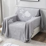 HOKIPO Chenille Sofa Couch Cover Throws Blanket Slipcover 1 Seater, 180 (D) x 180 (L) cm (AR-4593-D4)