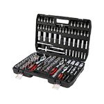 Teeno Socket and Bit Set Tool Case, Ratchet 1/2-Inch and 1/4-Inch, 3/8-Inch (72 Teeth) – 172 Pieces – Chrome Vanadium – Matte Satin