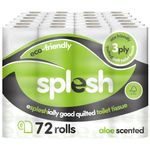 Splesh by Cusheen 3-ply Toilet Roll - Aloe Vera Fragrance (72 Pack) Soft, Quilted Bulk Toilet Rolls, Toilet Tissue and Loo Rolls – Eco-Friendly Toilet Paper Sustainably Crafted in The UK