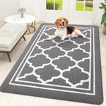 Homaxy Washable Door Mats Indoor, Dirt Trapper Mat Absorbent Non-Slip Low Profile Doormat for Entrance, Inside, Kitchen, Front Back Door, Pets and Dogs— 90 x 150 cm, Grey