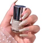 DeBelle Gel Nail Polish Sirius (Gold With Silver Glitter Sugar Finish)|Non UV - Gel Finish |Chip Resistant | Seaweed Enriched Formula| Long Lasting|Cruelty and Toxic Free| 8ml