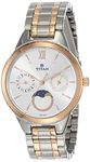 Titan Women's Elegance Moon phase Two Tone White Dial Stainless Steel Analog Watch-NS2590KM01