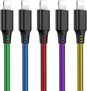 SCHITEC [5Pack] Cable Phone Chargeur Phone 2m PVC Câble USB Charge Rapide Câble Cordon Compatibilité pour phone 12 11 XS Max XR X 8 7 6s