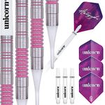 Unicorn Soft Tip Darts Set | Autograph Series | 80% Natural Tungsten Barrels with Pink Accents | 19 g