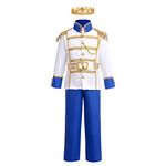 IMEKIS Kids Boys Halloween Royal King Costume Fancy Prince Charming Role Play Dress Up Children Snow White Christmas Carnival Birthday Cosplay Party Outfit Royal Blue 8-10 Years