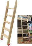 Bunk Bed Ladder 5 Step Wooden Bunk Bed Ladder 150cm (59") - Heavy Duty RV Loft Stair Hanging Ladder with Hook Bracket & Non-Slip Feet, Load 150 Kg / 330lbs