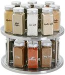 Juvale 2 Tier Lazy Susan Turntable Organizer for Cabinet, Revolving Spice Rack Carousel for Kitchen Pantry Storage, Stainless Steel (10.5 in)