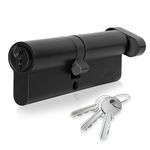 XFORT Matt Black Thumb Turn Euro Cylinder Lock 55/45T (95mm), Door Barrel Lock with 3 Keys, Anti-Bump, Anti-Drill and Anti-Pick Door Lock with Key