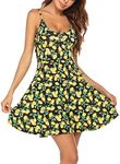 UNibelle Women's Short Floral Strappy Casual Summer Dress - Yellow - XXL