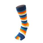 TOETOE - Men, Women Essential/Everyday Stretchy Mid-Calf Soft Cotton Seamless Stripy Toe Socks, Hygienic, Breathable, UK 4-11 | EU 35-46