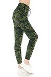 Leggings Depot Women's Relaxed fit Jogger Pants - Track Cuff Sweatpants with Pockets-N021, Large, Camouflage Army