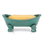 JUXYES Heavy Duty Cast Iron Soap Dish Holder Self Draining, Vintage Bathtub Decorative Bathroom Sink Soap Dish Tray, Antique Soap Holder Retro Tabletop Drainable Soap Box Container for Bathroom Shower