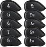 Ecsoiam Double-Sided Embroidered Golf Iron Covers (10 Pack - Black)