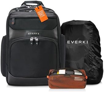 EVERKI Onyx Premium Executive Laptop Backpack (EKP132S17) with Orange Accessory Pouch & Rain Cover - Ballistic Nylon Backpack with 17.3" Compartment, 30L Capacity - Backpack, Pouch & Cover Bundle